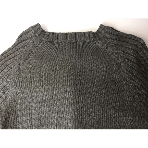 Roots Men V Neck Chunky Sweater Large Grey Cotton - Picture 4 of 13